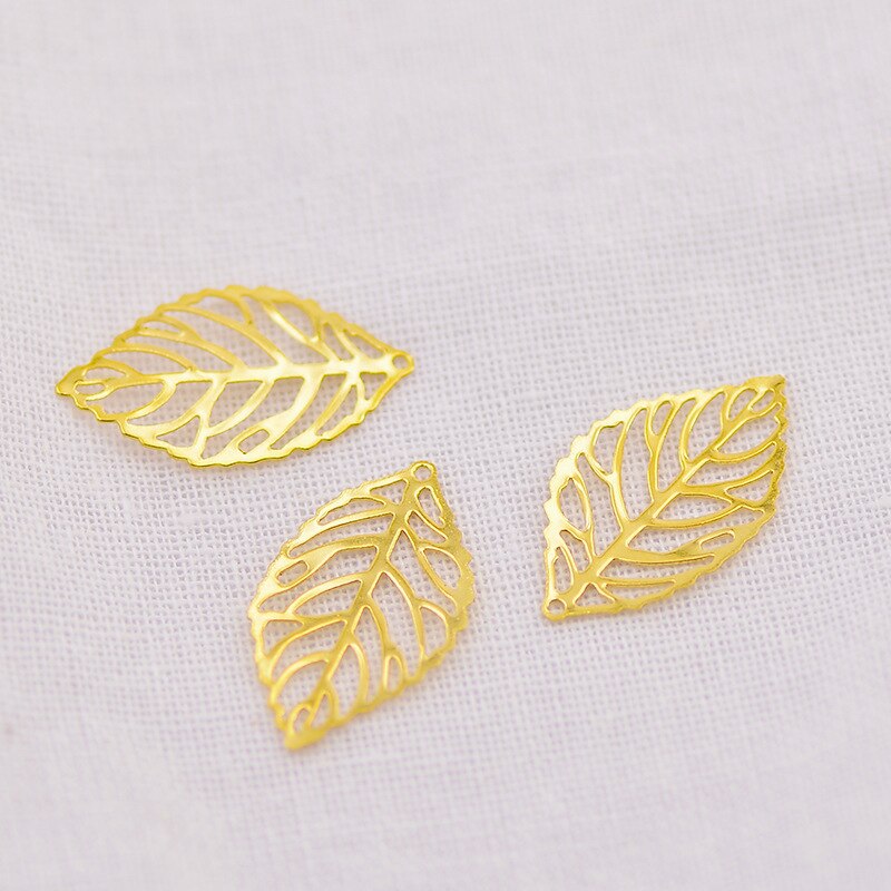 20 stks/partij Goud Zilver Rvs Holle Bladeren Charms Handgemaakte DIY Europese Charme voor Armbanden & Hangers Sieraden Maken