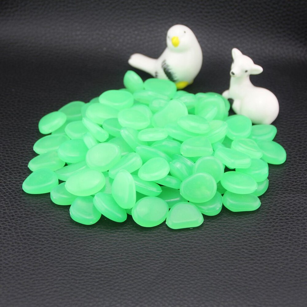 100/200/300 Uds. Brillan en la oscuridad piedras brillantes piedras fluorescentes brillantes piedras luminosas para la decoración del jardín del acuario: green