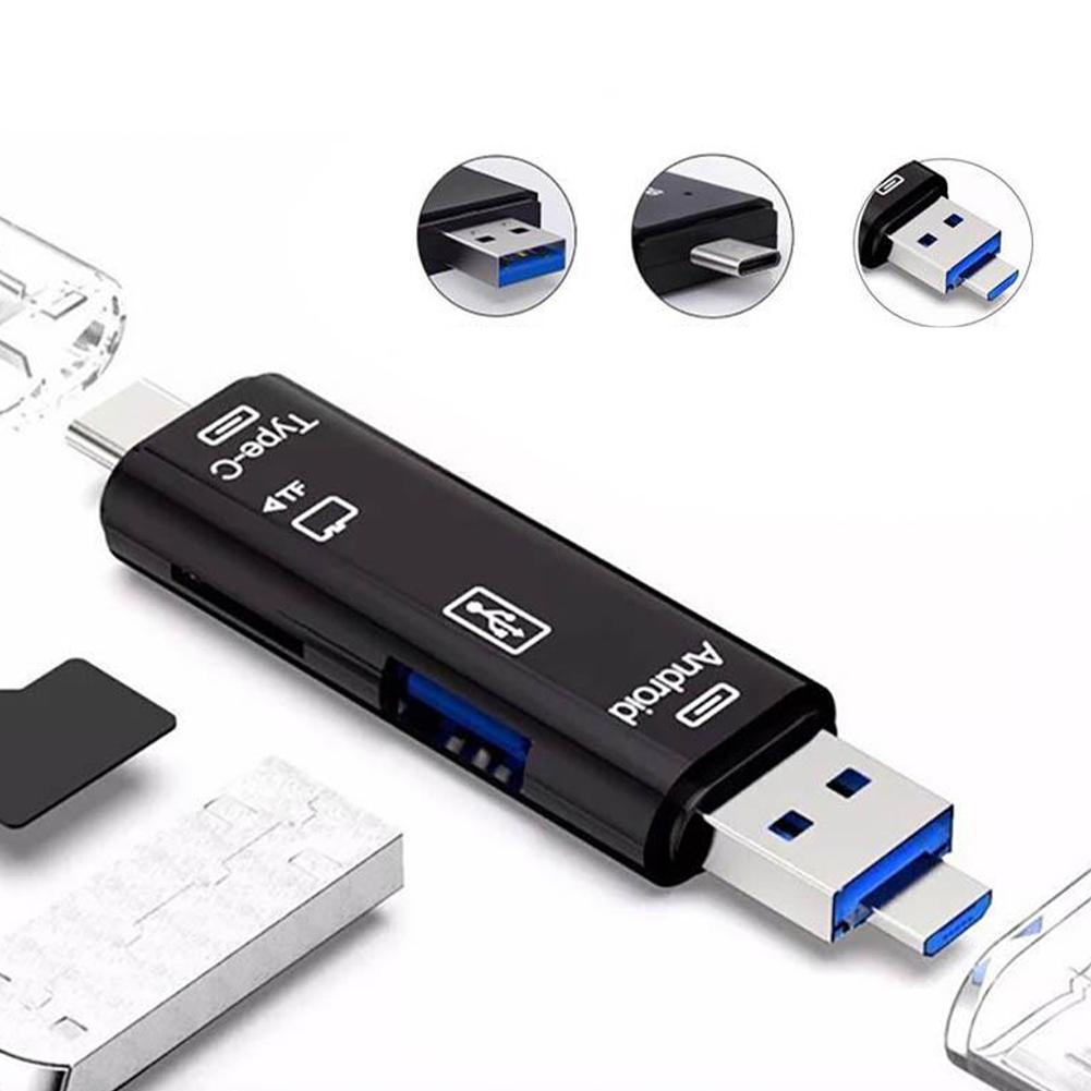 Lector de tarjetas Multi OTG 5 en 1, micro-sd/SD/USB, compatible con teléfono/ordenador/tipo-c Android, Universal