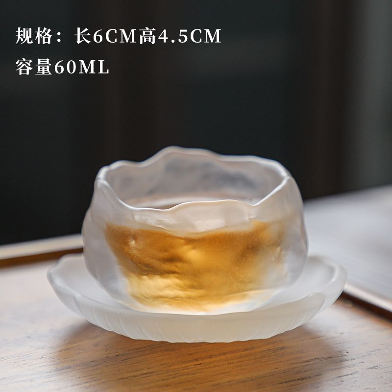 Heat-resistant Coloured Glaze Glass Cup Tea Cup Chinese Kung Fu Teacup Frosted Master Cup with Saucer Cloudy Household Small Cup: 11 cup saucer set