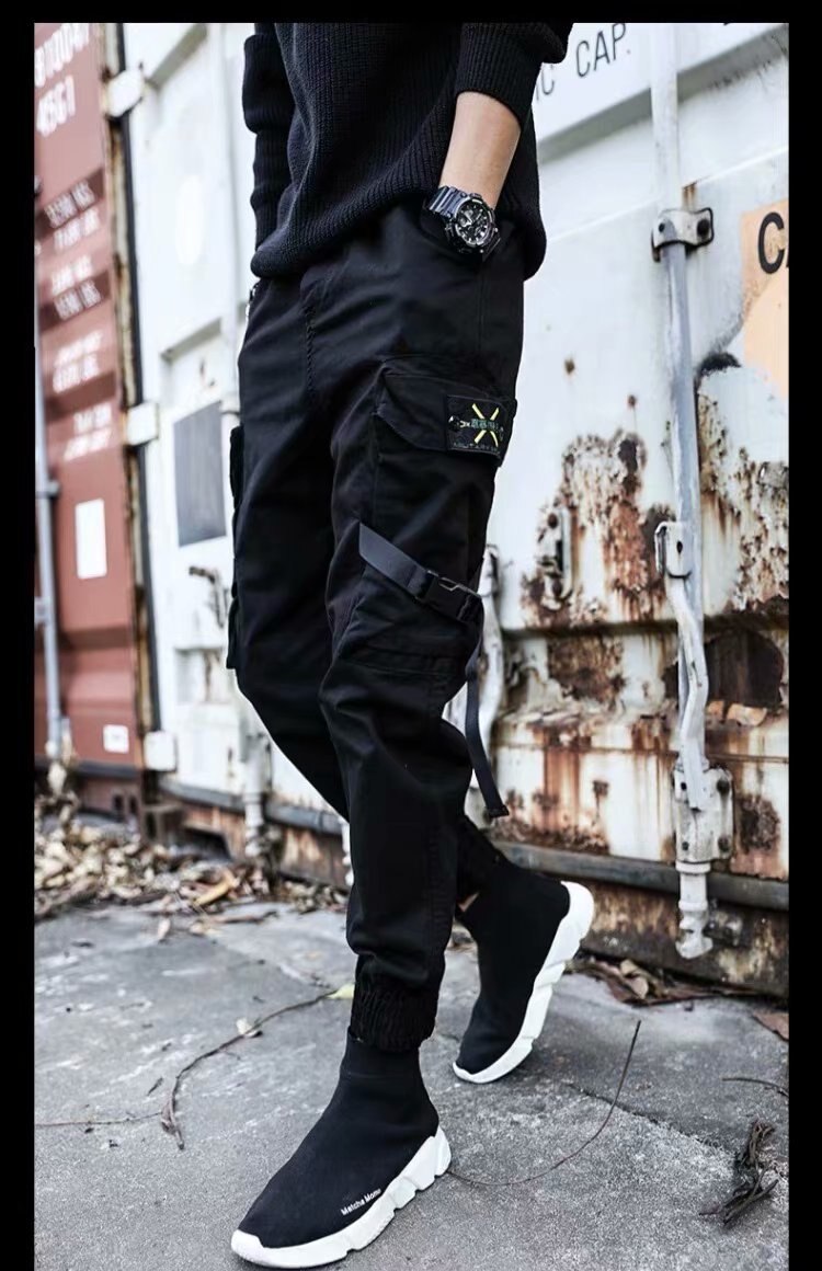 Zakken Potlood Broek Heren Hip Hop Patchwork Cargo Ripped Joggingbroek Joggers Broek Mannelijke Mode Volledige Lengte Broek: XXXL / 3