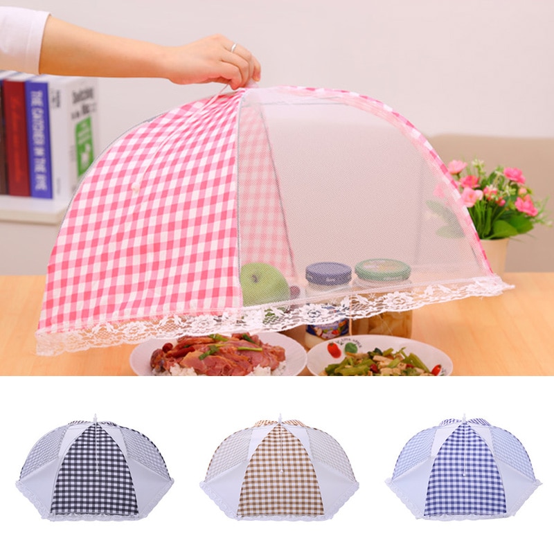 16 inch Foldable Kitchen Mesh Food Cover Round Umbrella Hygiene Grid Dish Cover Anti Fly Mosquito Dust BBQ Picnic Kitchenware