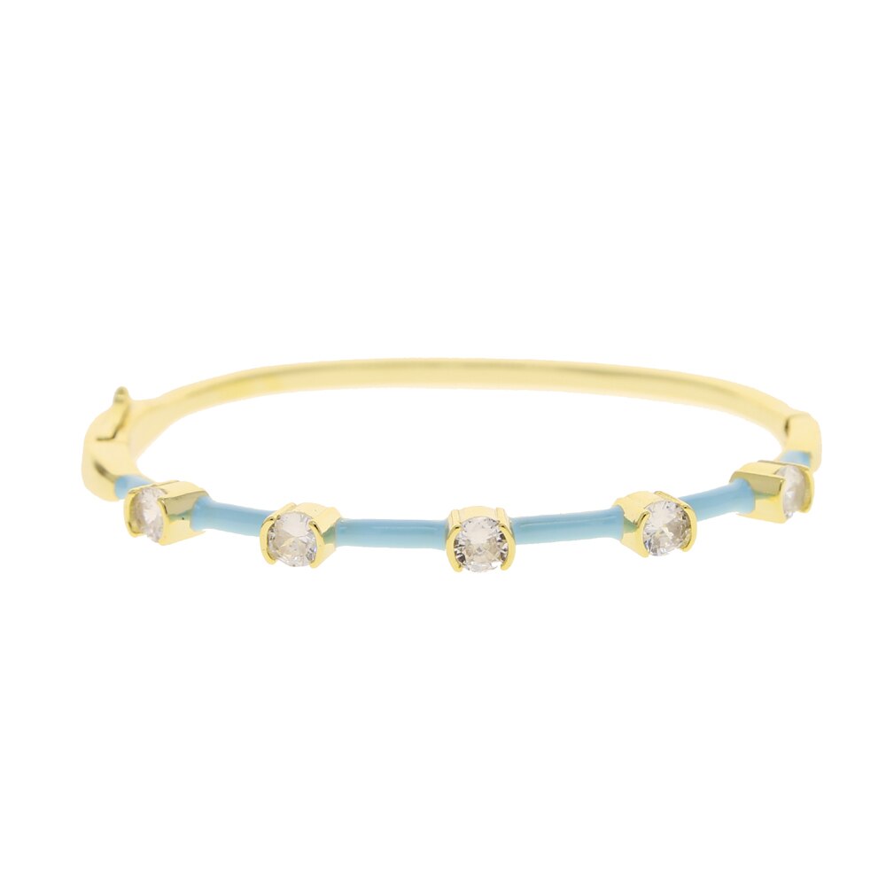 Interno 58-60mm cinturino in smalto pastello Color oro chiaro CZ estate colorato moda donna ragazza nuovo braccialetto braccialetto: blue