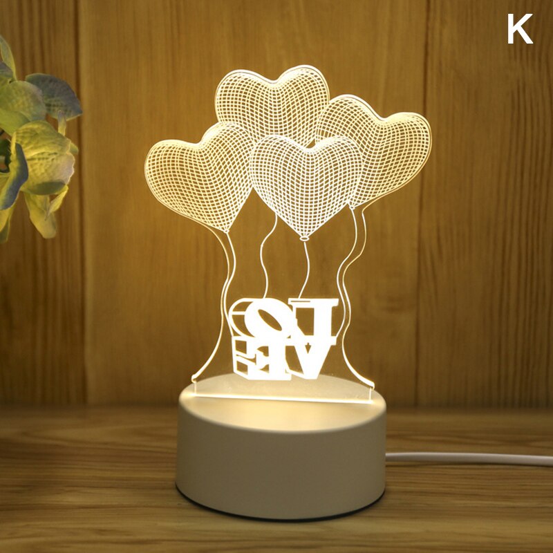 Acrylic 3D Night Light Elk Love Pattern Night Light LED Romantic Light: K