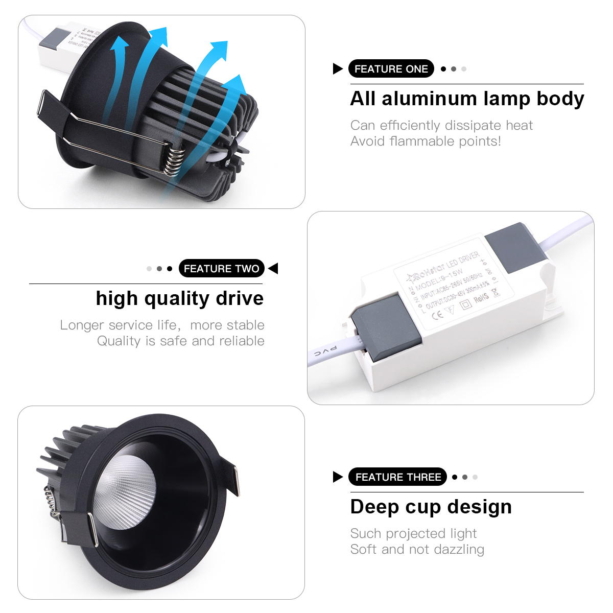 Foco LED de aluminio 5W 7W 9W 12W bombilla de foco LED 110V 220V lámpara empotrable de techo escaparate iluminación decorativa