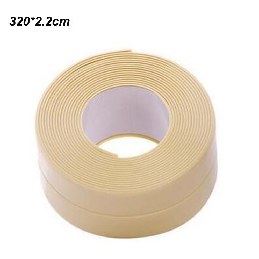 3.2m*22mm Self Adhesive Tape Waterproof Anti Moisture Bathroom Mosaic Wall Sticker Kitchen Stickers Sink Door Window Slit Strip: beige 320cm type 1