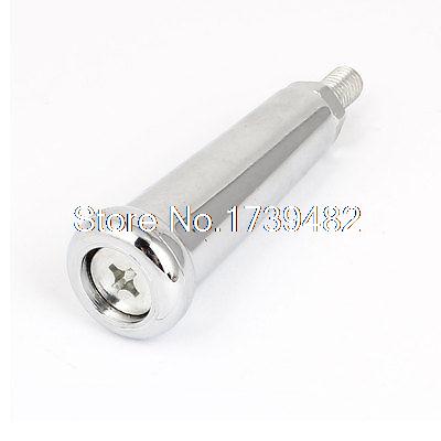 Universal 10mm M10 Male Thread Metal Revolving Handle Grip Silver Tone