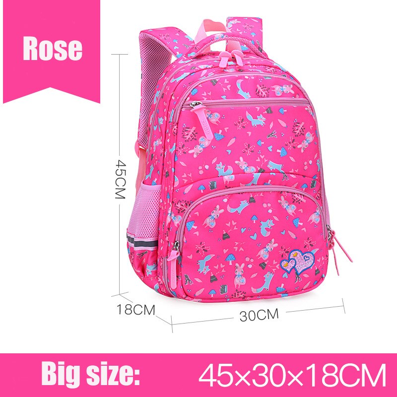 Sacs d'école primaire pour filles, sac à dos mignon, confortables, sacoche pour livres imperméables avec large bande d'épaule: Rose Big
