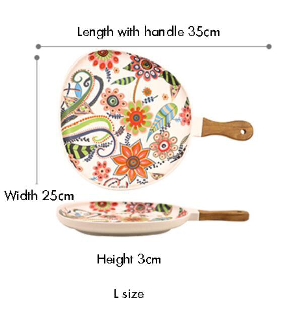 Platos de ensalada de cerámica con asa, platos de cena de porcelana, plato de servir de patrón Floral colorido para sándwiches de postres: Water drop-large