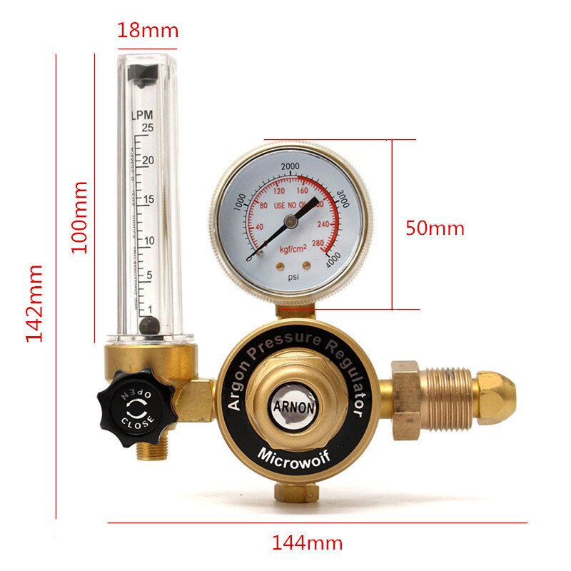 Durable AR Argon CO2 Gauge Pressure Regulator Mig Tig Flow Meter Control Valve Reducer Welding Gas Single Tube Aquarium