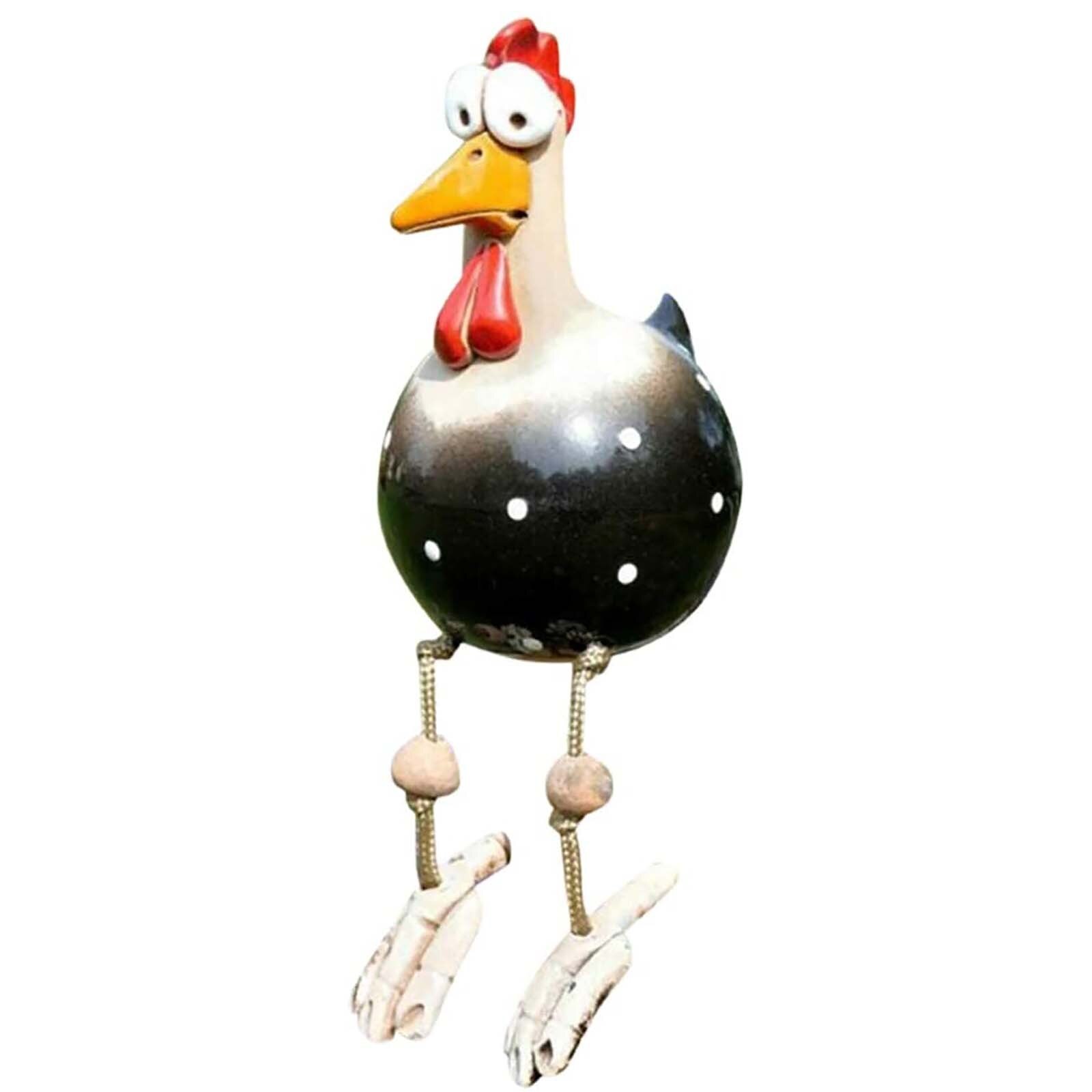 Ceramic Chicken Hilde Garden Decoration Animal Figure Garden Plug Pottery Figure Handcraft Ornament decoration de jardin Jardin: Black