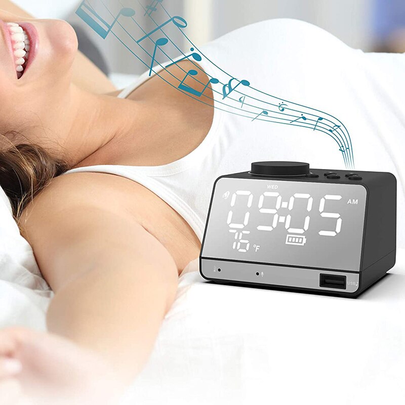 Digital Alarm Clock Radio, Dual Alarm with Bluetooth Speaker, Weekday/Weekend Mode, Snooze, FM Radio Sleep Timer