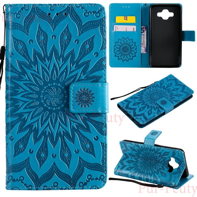Coque pour samsung galaxy  j7 neo  j701 j701f/ ds  j701mt coque flip cover 3d peinture portefeuille pour sm -j701f/ ds sm -j701mt sm -j701m: Étui bleu