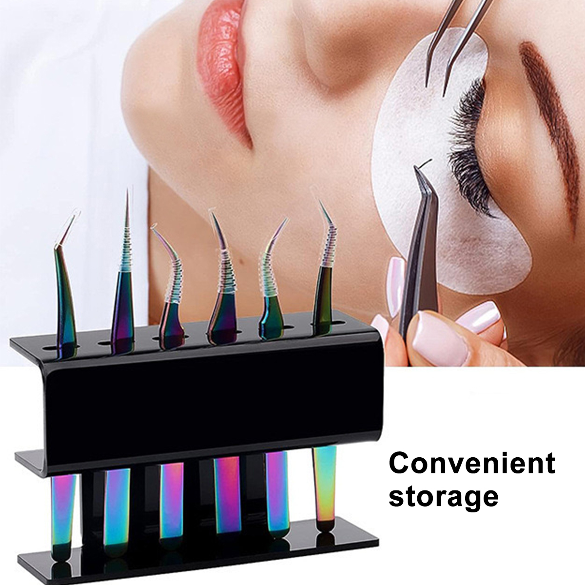 Wimpern Pinzette Lagerung Halfter 6 Löcher Gestell Tragbare Pinzette Organizer Regal Wimpern Verlängerung machen-hoch Werkzeug Acryl Ständer
