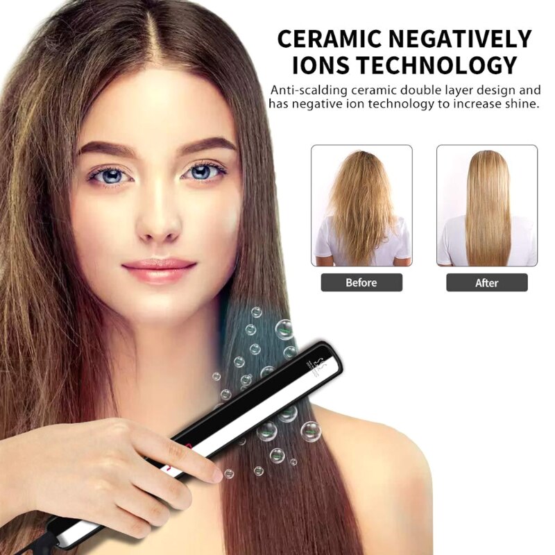 Hair Straightener Brush, Ionic Electric Hair Straightening Comb -6 Temp Setting