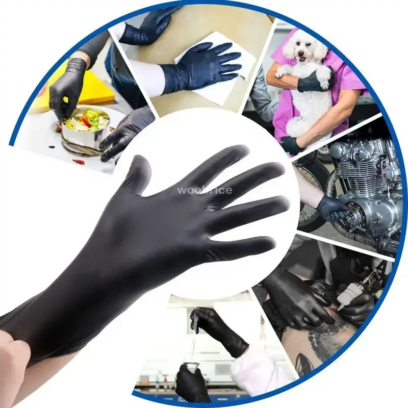 Guantes negros de lavado Xl, vajilla desechable sin látex, guantes de PVC para el hogar, industria del coche, jardinería, cuidado de mascotas, herramientas de cocina