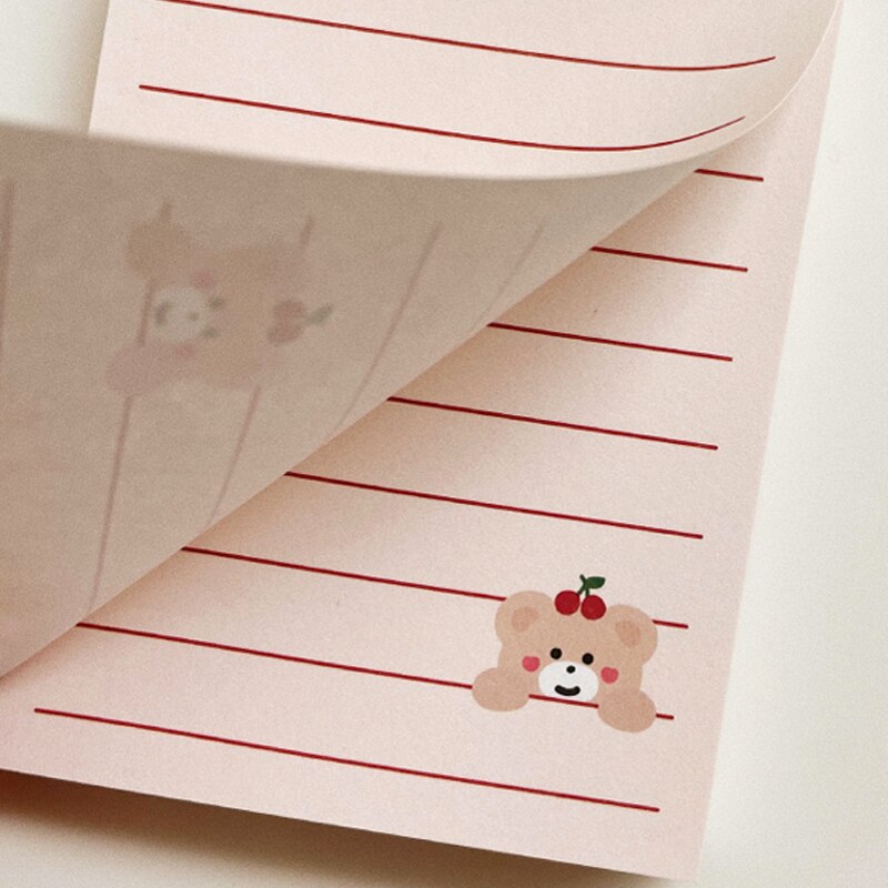 50 Sheets Kawaii Cherry Bear Memo Pad Korean Stationery N Times Sticky Notes Portable Notepad School Office Supply Papeleria