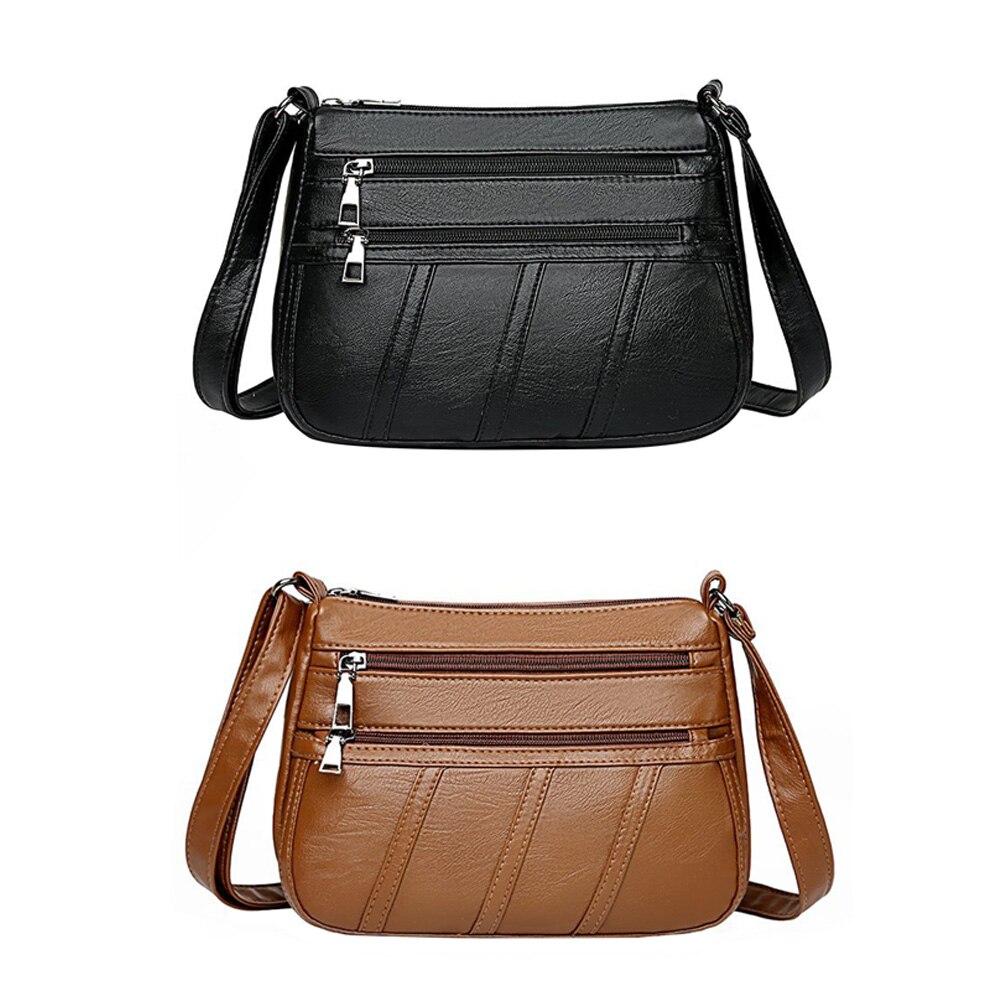 Elegante Vrouwen Zachte Pu Lederen Crossbody Tas Grote Capaciteit Tassen Multi Pocket Schoudertas Vrouwelijke Retro Pu Handtas