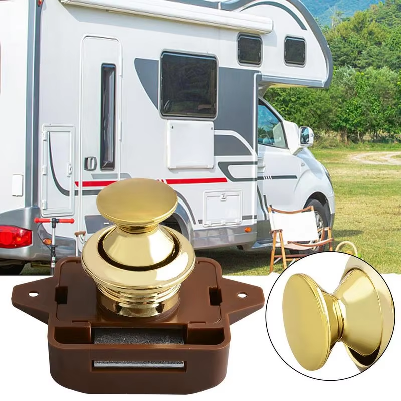 1Pc Mini Drukknop Vergrendeling Vergrendelen Kast Deurknop Camper Caravan Camper Rv Kast Lade Push Latch Lock Home Hardware