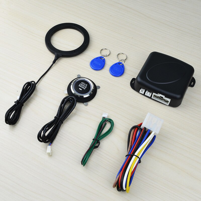 GISAEV 12V Car Keyless Entry Start System Start Stop Engine Button Vehicle Alarm PKE Remote Start Stop button keychain