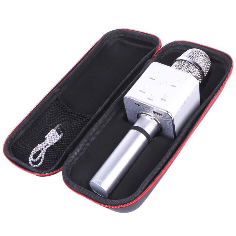 Wireless Karaoke Microphone Bluetooth Speaker Track Surround Sound Voice Q7: Silver