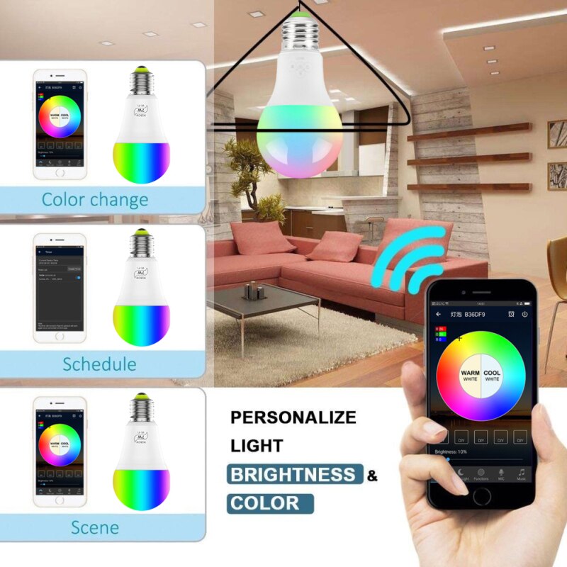 1/4/5/10PC 7W Smart WiFi Light Bulb RGB Magic Light Bulb Lamp Wake-Up Lights Compatible with Alexa and Google Assistant