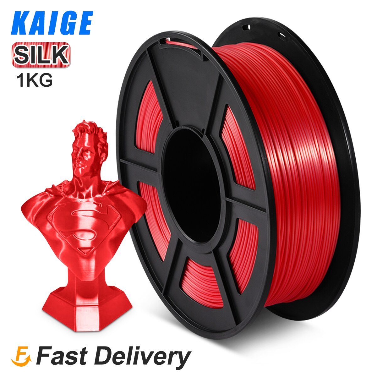Filamento de seda PLA, 1KG, Efecto 1KG, para impresoras 3D, 1,75 MM, 2.2lbs, recargas de textura de seda blanca, Material Biodegradable: SILK-Red