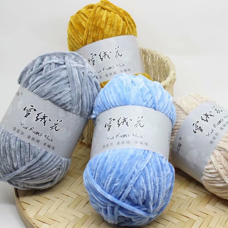 Hilo de terciopelo de chenilla para tejer, lana gruesa y cálida de ganchillo, lana de algodón para bebé, suéter de punto artesanal, 100g por rollo
