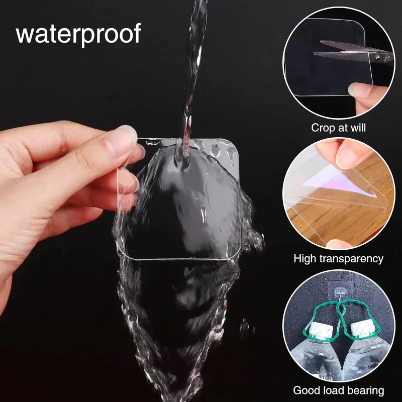 10/120PCS Heavy Duty Double Sided Adhesive Patches Nano Tape Transparent Square Wall Stickers Waterproof Removable No Traces Pad