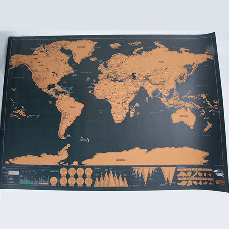 Deluxe Erase World Travel Map Scratch Off Travel Scratch Map 42x30cm Room Home Office Decoration Wall Stickers Small World Map