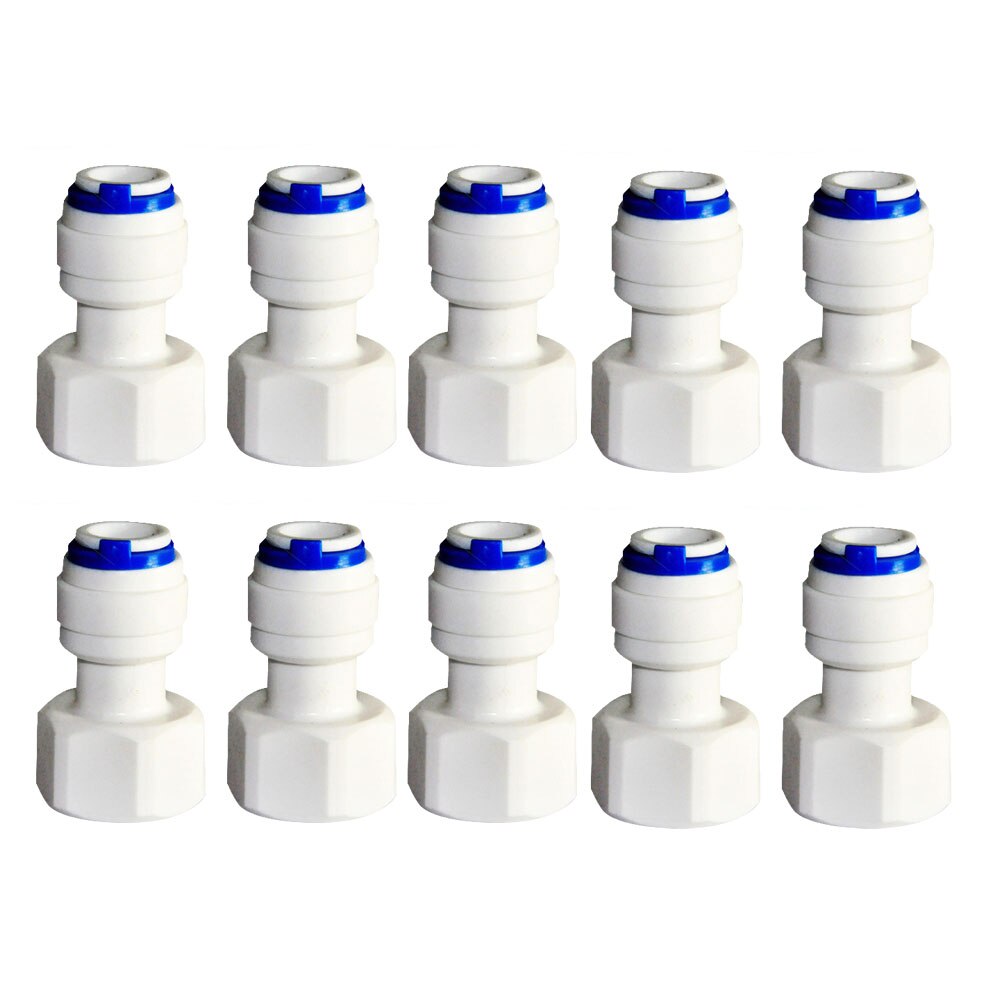 10PCS 1/2" Internal thread to 3/8" Straight connector RO Water Fitting Tune Quick Connect Reverse Osmosis White fast connecter