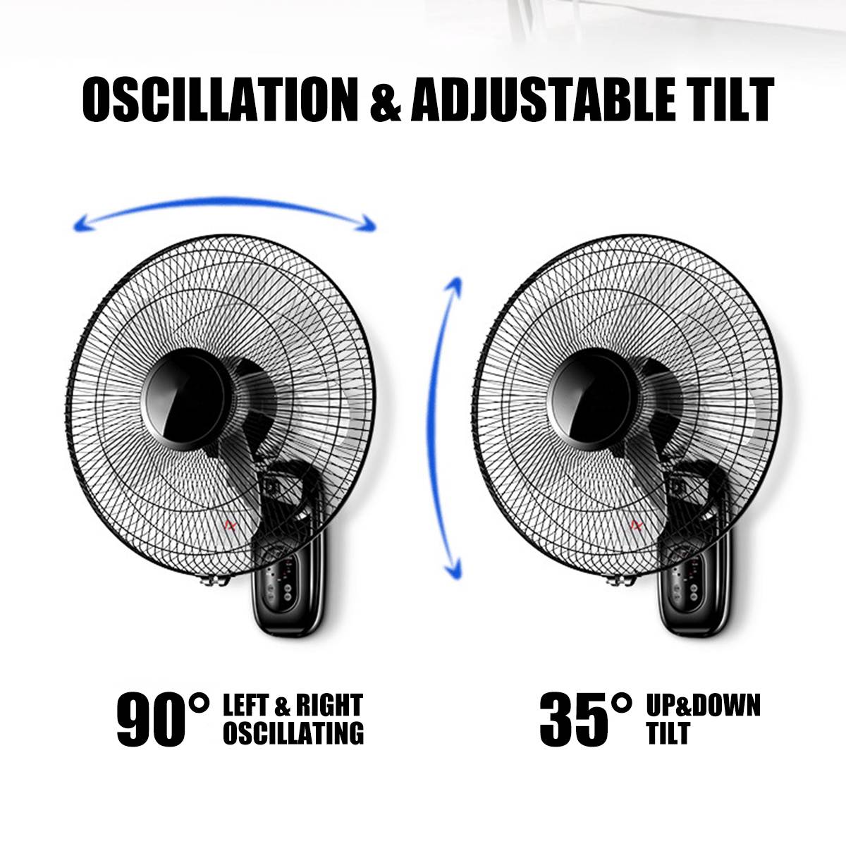 16 Inch Remote Wall Mounted Fan Oscillating Home Air Cooling Fan Timer 3 Gears Adjustable Living Room Electric Cooler Fan