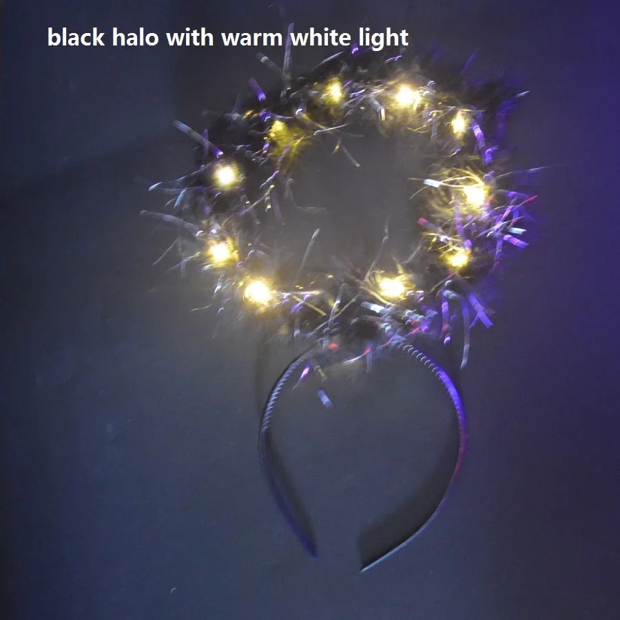 Home Light up Halo Headband Angel Wings Festive LED Glow Headband for Women and Girls Glow Party Supplies