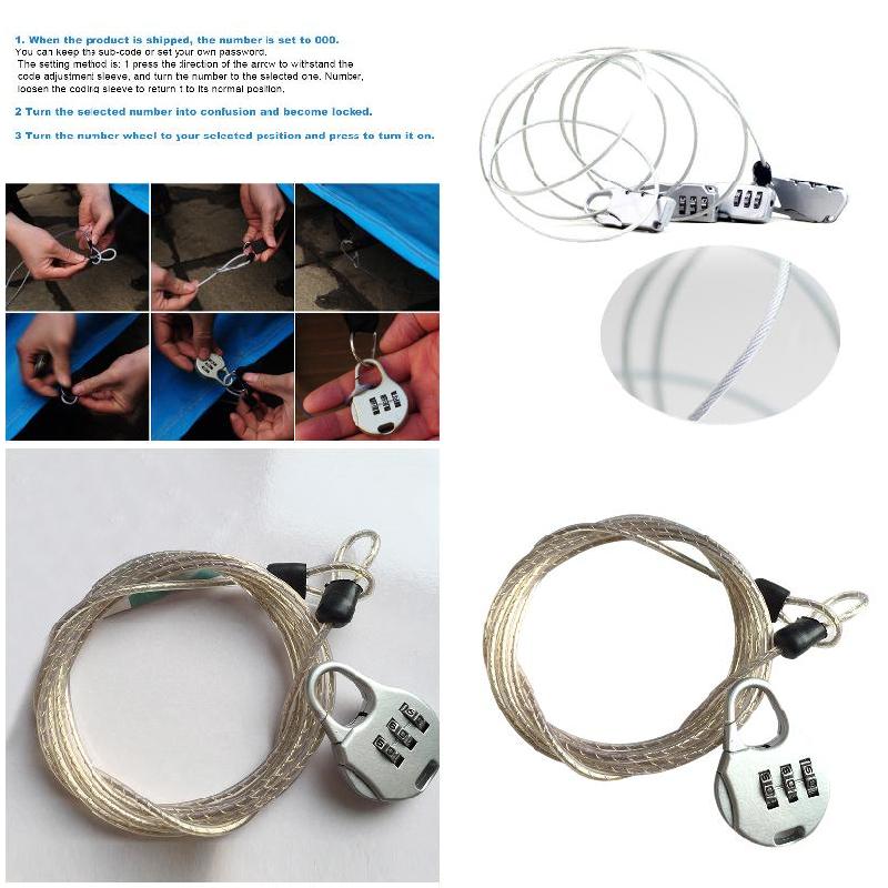 Anti-theft Password Lock Steel Cable Luggage Security Protector Bike Chain Locks Backpack Padlock Cabinet Locks Anti-theft Lock