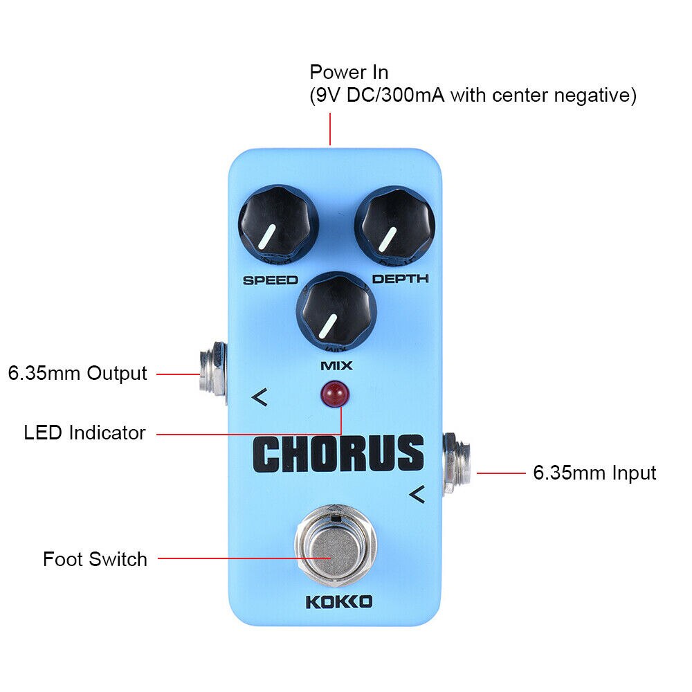 KOKKO pedali effetti per chitarra FCH-2 calda analogica moderna Chorus pedale elettronico parti di chitarra pedale Chorus pedali di alimentazione