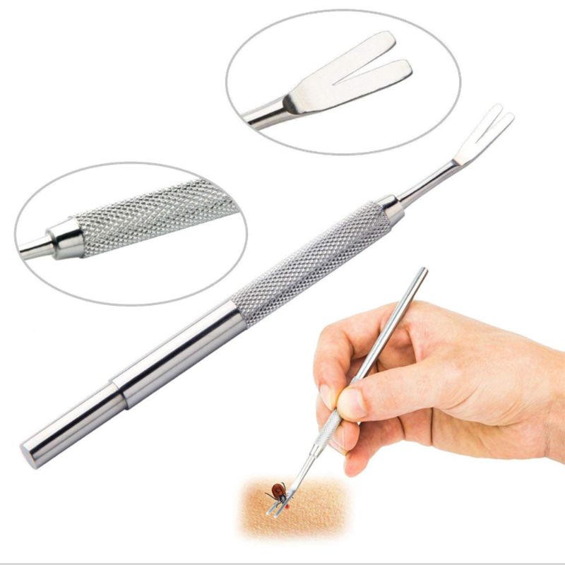 3 Pcs Durable Stainless Steel Tick Puller Point Clip Clamp Pet Deworming Tool for Dogs and Cats Health Cleaning