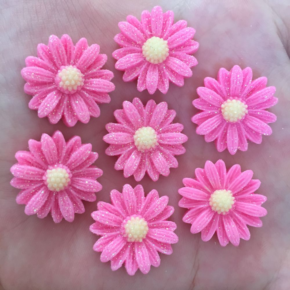 10pz resina 20mm luccichio Bepowder margherita Flatback bottoni in pietra album di ritagli abbellimenti di nozze per la decorazione di abbigliamento fai da te