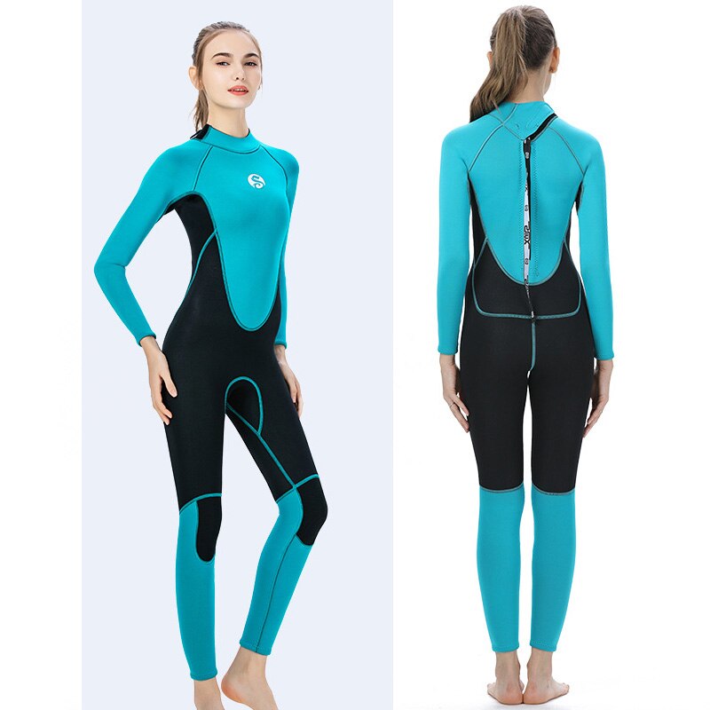Neopreno de cuerpo entero de neopreno de 3mm para mujer, bloque de Color trasero con cremallera, traje húmedo para surfear, deportes acuáticos, buceo, esnórquel: 1711 / S