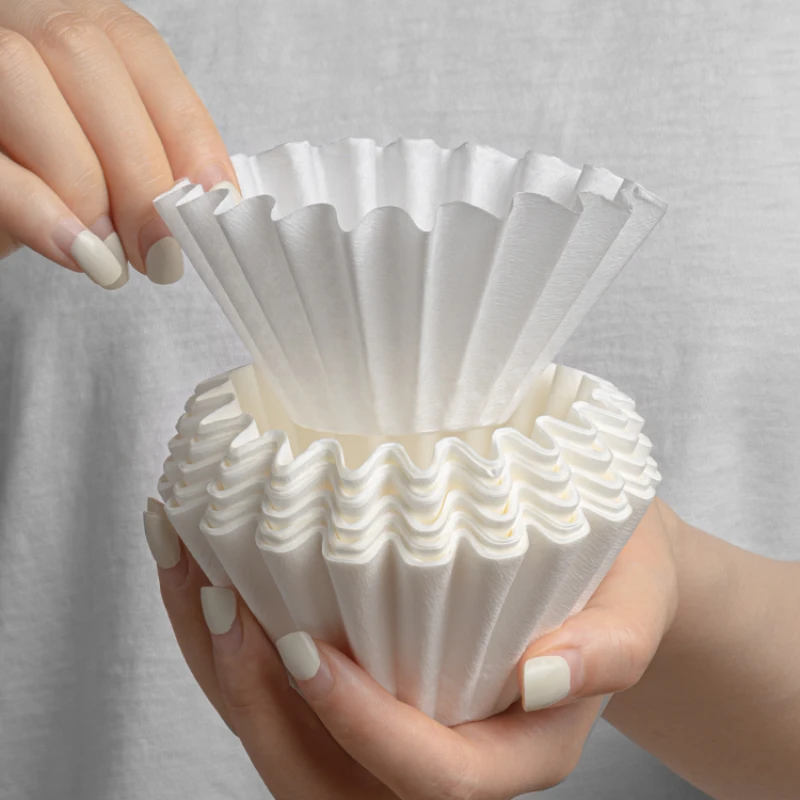 50PCS 155x45mm Hand Brewed Drip Filter Coffee Filter Paper, Fits B75 Coffee Dripper & 1-2 Cups Wave Dripper Coffee Filter Papers