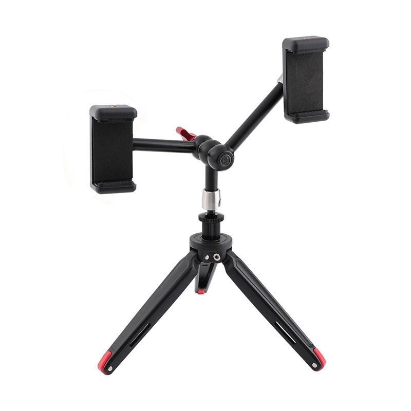 Foldable Mini Tabletop Tripod with Double Phone Stand 11 inch Articulated ic Arm For Camera Phone Travel Photography: Default Title