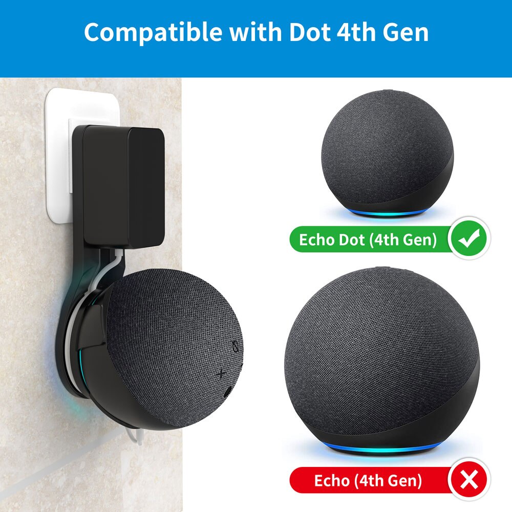 SOKUSIN Wall Mount Outlet For Alexa Echo Dot 4th Generation Save Space Hanger Speaker Accessories Stroage Cable Holder Stand