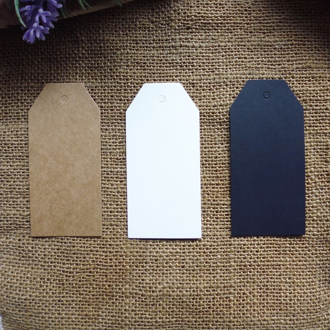 50 stks/partij 3 kleuren wit zwart kraftpapier blank Hang tag Retro Hang tag 4.5x9.5 cm