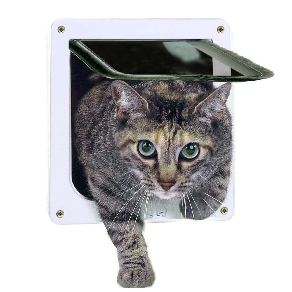 Porte intelligente à 4 voies pour animaux de compagnie, verrou de sécurité en plastique ABS, rabat pour chien et chat, interrupteur contrôlable, fournitures pour petits animaux de compagnie