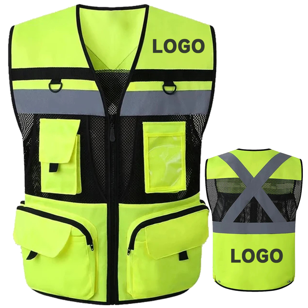 Chaleco reflectante de seguridad de alta visibilidad, ropa de trabajo para trabajadores de la construcción con bolsillo grande, ropa reflectante para ciclismo y motocicleta
