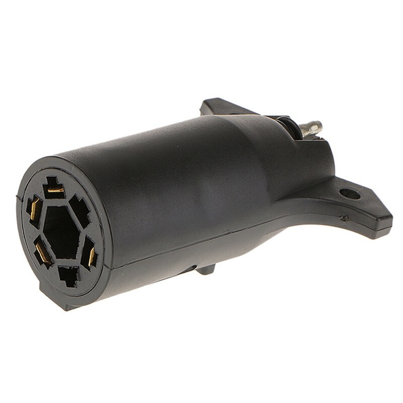 Black 7 Way Round to 4 Pin Flat Trailer Connector Adapter Plug Truck Accessories Trailer Parts
