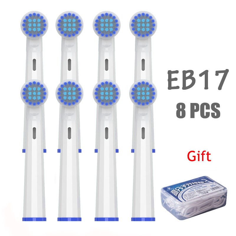 Oral b eb17 substituição cabeça da escova para d12 d16 d100 cruz cabeças escova de dentes elétrica ação limpa adequado bocal fio presente: 8PCS