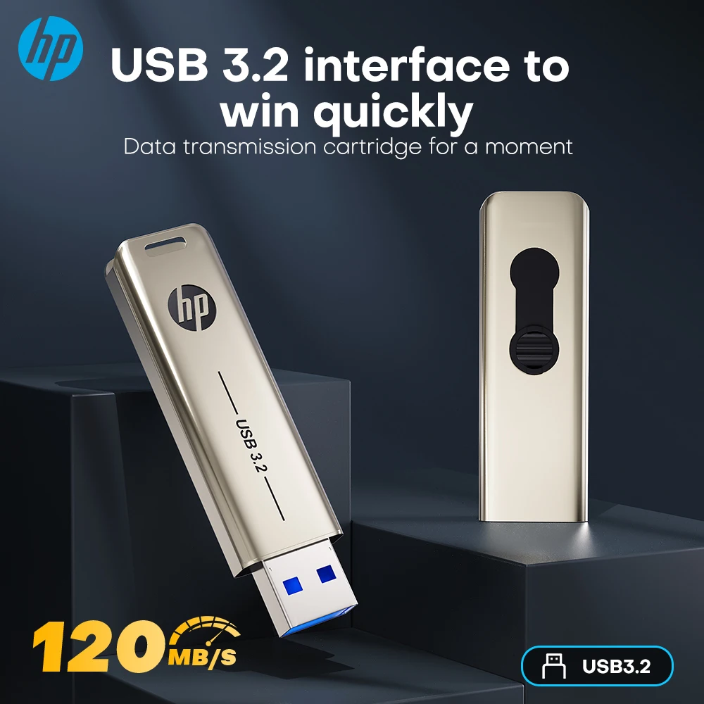 HP 32GB Flash Drive USB3.2 Disk 64GB 128GB 256GB Szybki zewnętrzny pamięć masowa Metal Pen Drive USB Sticks do komputerów stacjonarnych