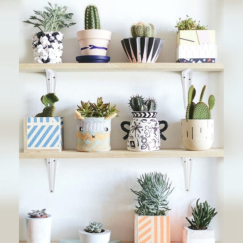 Shelf Brackets White, Heavy Duty Steel Metal L Brackets For Shelves, J Brackets Wall Angle Corner Brace For Wood Board