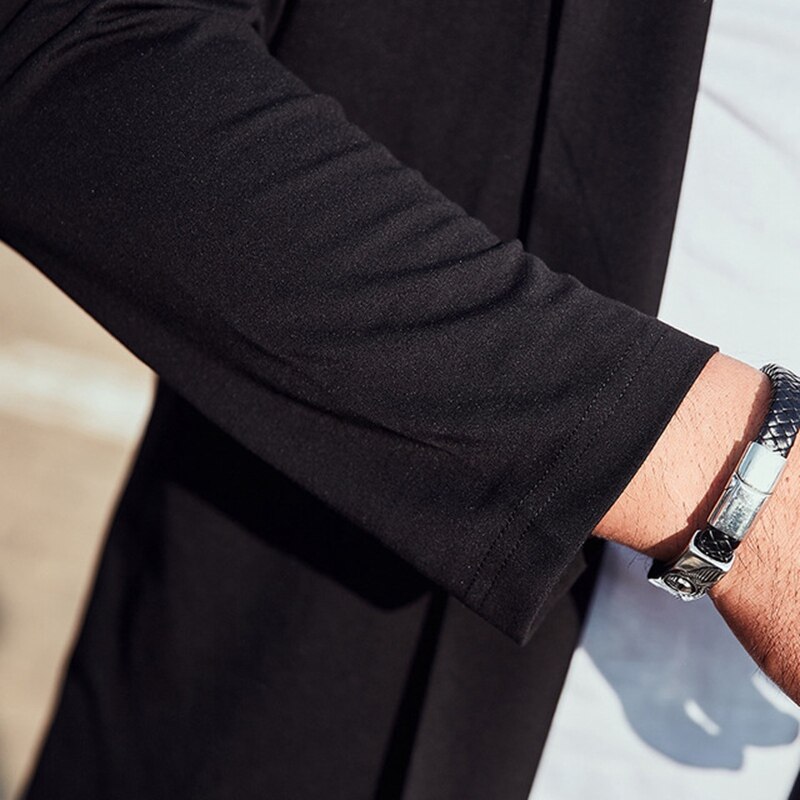 Large size long cardigan men's large size windbreaker jacket man plus size cardigan jacket open stitch