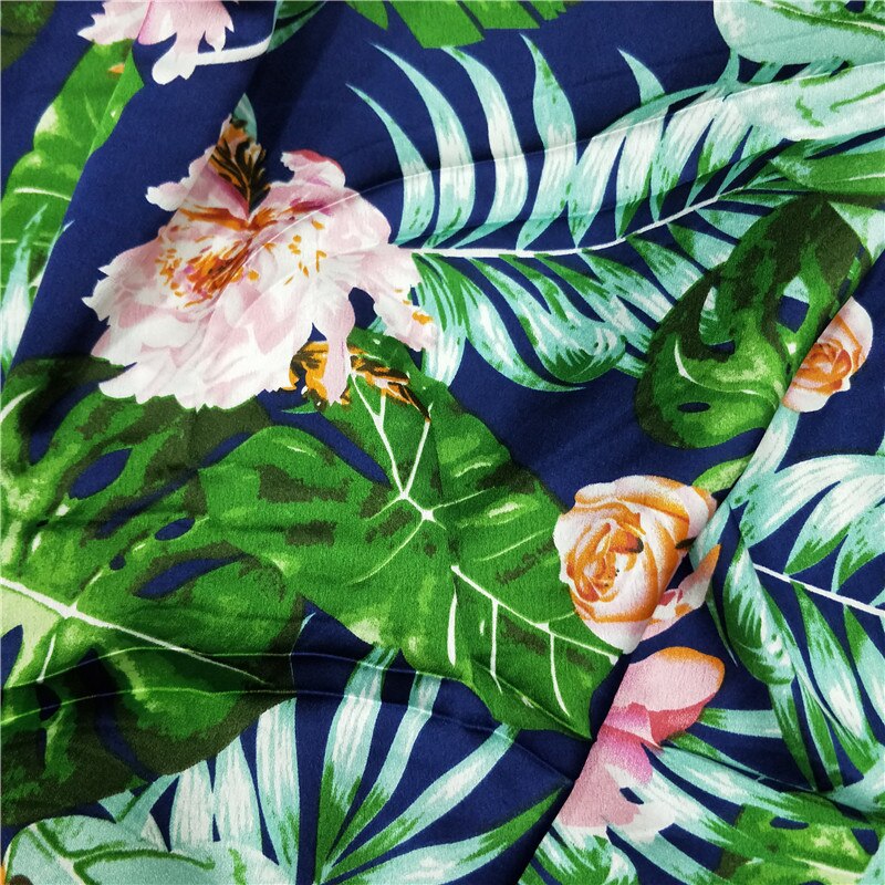 Hawaii stil kjole stof crepe stretchy blank satin stof skjorte tørklæde tekstil polyester: 2